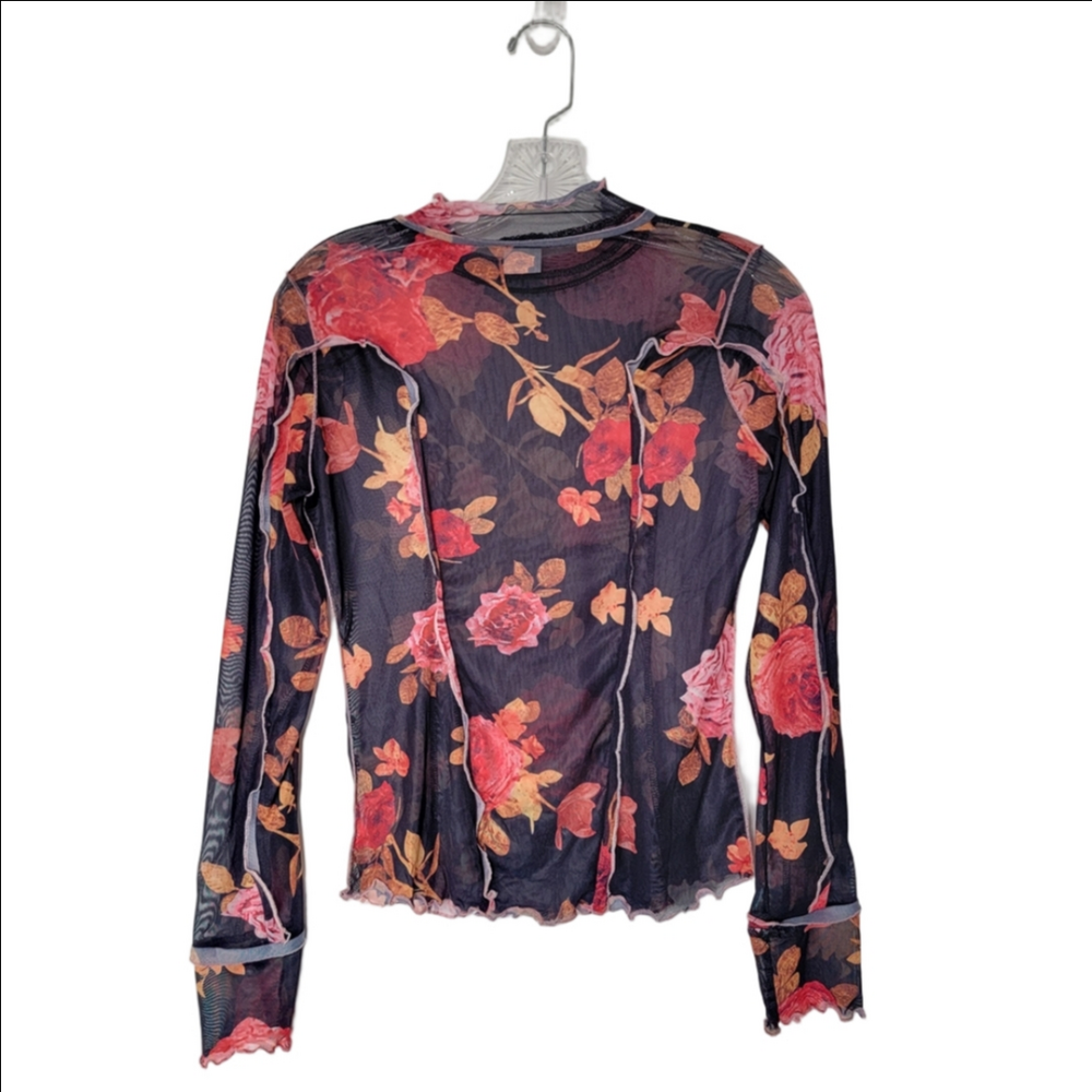 Y2K Mesh Fairy Grunge Boho Ruffle Long Sleeve Whimsygoth Top Size Small - Picture 6 of 6